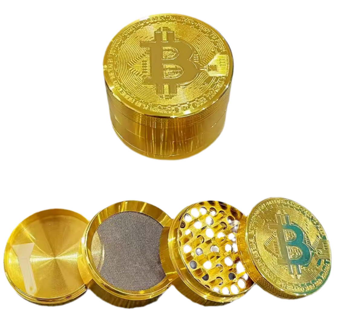 Gold coloured (Bitcoin) logo 4 pc metal grinder