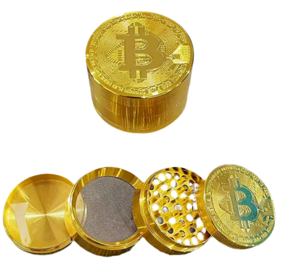 Gold coloured (Bitcoin) logo 4 pc metal grinder