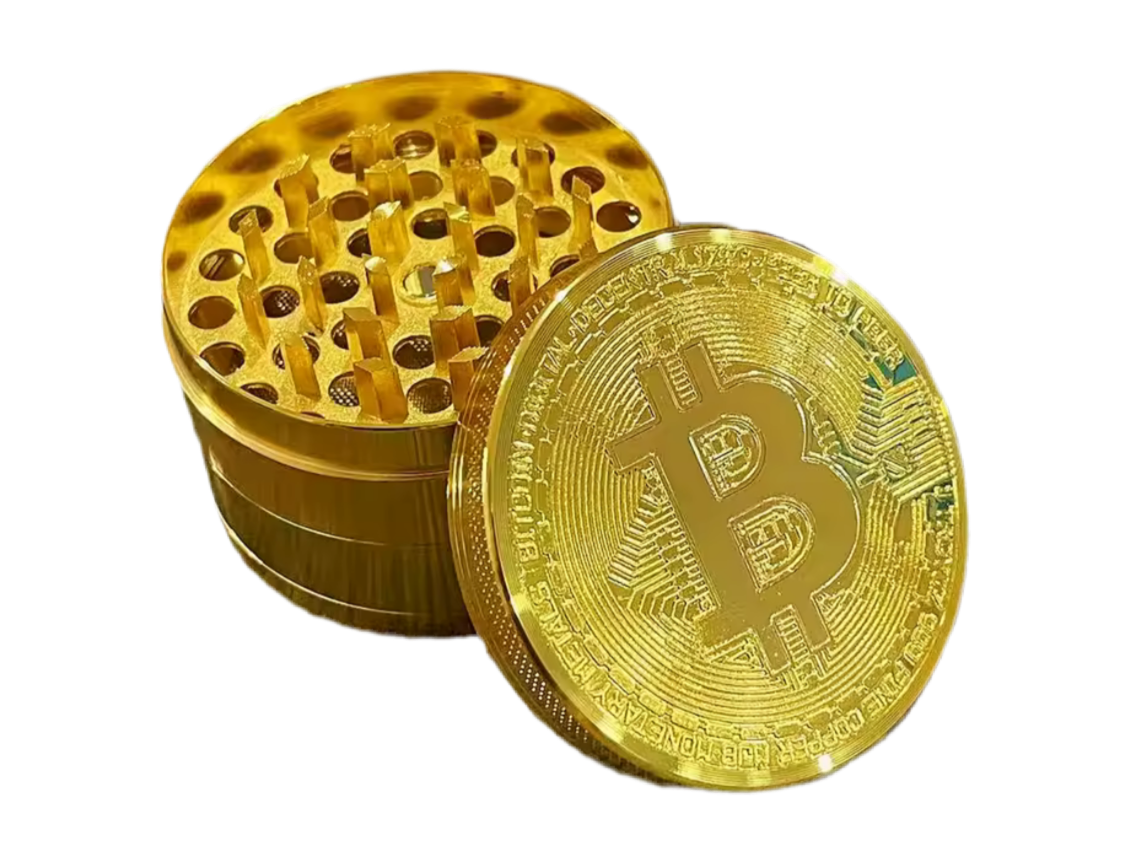 Gold coloured (Bitcoin) logo 4 pc metal grinder