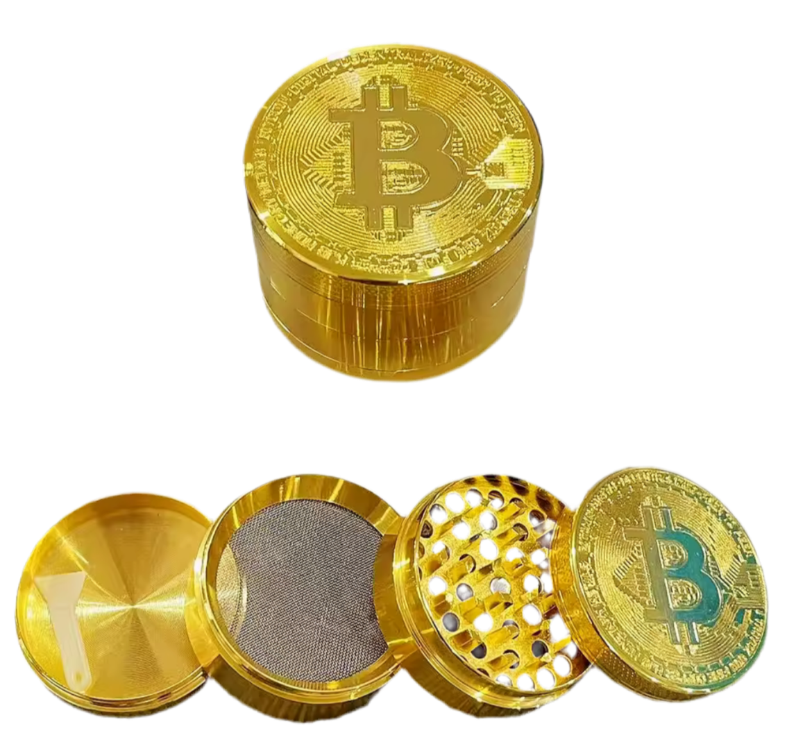Gold coloured (Bitcoin) logo 4 pc metal grinder
