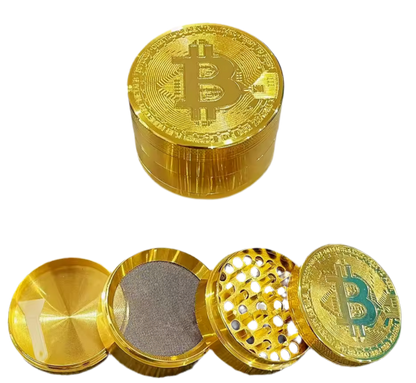Gold coloured (Bitcoin) logo 4 pc metal grinder