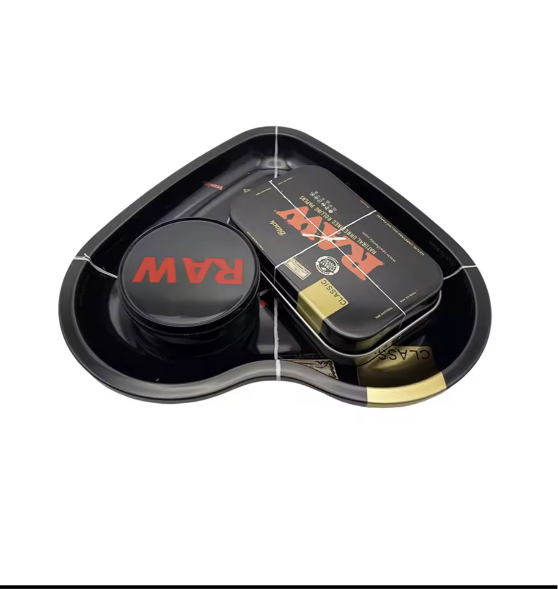Heart shape metal tray with accessories