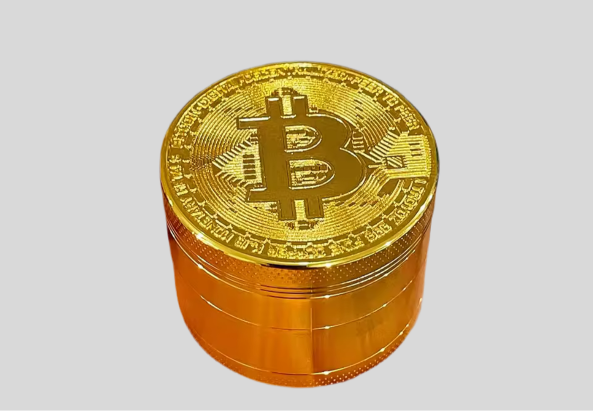 Gold coloured (Bitcoin) logo 4 pc metal grinder